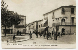 7738  - Hérault - MONTAGNAC  :  PLACE DE LA REPUBLIQUE -  Belle Animation   -  Circulée  En  1919 - Montagnac