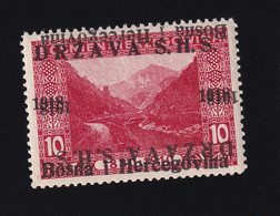 Bosnia And Herzegovina SHS, Yugoslavia - Landscape Stamp 10 Heller, MNH, Double Overprint, One Of Which Is Inverted. - Bosnia Erzegovina