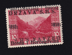 Bosnia And Herzegovina SHS, Yugoslavia - Landscape Stamp 10 Heller, MNH, Double Overprint, One Of Which Is Inverted. - Bosnie-Herzegovine