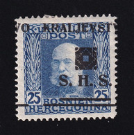 Bosnia And Herzegovina SHS, Yugoslavia - Franz Josef, 25 Heller, Shift Of Overprint, MH - Bosnien-Herzegowina