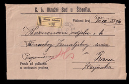 Austria, Croatia - Official Letter Sent By Registered Mail From Šibenik To Graz, Visible Trace Of Vertical Bending. - Brieven En Documenten