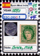 EUROPE:#SPAIN KINGDOM#SPANISH WEST INDIA# QUEEN ISABELLA II#CLASSIC#1850>(ESC-260C-1) (47) - Ongebruikt