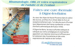 Publicités - Publicité Thermalisme - Thermes - Cure Thermale - Rhumatologie - ORL - Digne Les Bains - Bon état - Publicités