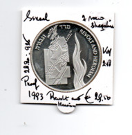 ISRAEL 2 NEW SHEQEL 1993  ZILVER PROOF REVOLT AND HEROISM - Israel