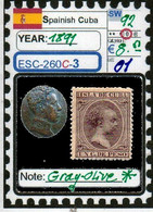 EUROPE:#SPAIN KINGDOM#SPANISH WEST INDIA>CUBA ISLAND# KING ALPHONSE XIII#CLASSIC#1889>(ESC-260C-3) (01) - Andere & Zonder Classificatie