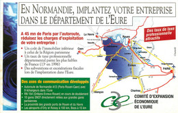 Publicités - Publicité - En Normandie - Implantez Votre Entreprise Dans L'Eure - Carte Géographique - Bon état Général - Publicités
