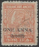 Travancore-Cochin(India). 1949 Surcharges. 1a On 2ch Used. P11 SG 4a - Travancore-Cochin