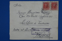 S17 ESPAGNE GUERRE BELLE LETTRE CENSURE 1936 BURGOS  POUR LA CROIX  FRANCE + PAIRE DE T.P+ AFFRANCHISSEMENT INTERESSANT - Bolli Di Censura Nazionalista