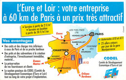 Publicités - Publicité CODEL - Eure Et Loir - Votre Entrprise à 60 Km De Paris - Carte Géographique - Chartres - Advertising