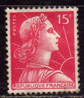 FRANCE FRANCIA 1955 1959 MARIANNE MARIANNA ALLA NEF 15f USATO USED OBLITERE' - 1959-1960 Marianne à La Nef