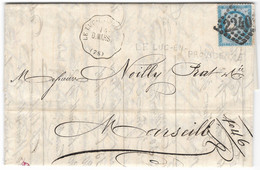 TIMBRE N°60 (3) Convoyeur (Le Luc-En-Providence ( GC 2240) Marseille - 1871-1875 Ceres