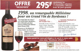 Publicités - Publicité Vignobles Lalande Moreau - Alcool - Vins - Château Saint Floran - 1998 - St - Saint Emilion - Publicités