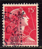 FRANCE FRANCIA 1955 1959 MARIANNE MARIANNA ALLA NEF 15f USATO USED OBLITERE' - 1959-1960 Marianna Alla Nef