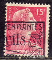 FRANCE FRANCIA 1955 1959 MARIANNE MARIANNA ALLA NEF 15f USATO USED OBLITERE' - 1959-1960 Marianne (am Bug)