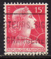 FRANCE FRANCIA 1955 1959 MARIANNE MARIANNA ALLA NEF 15f USATO USED OBLITERE' - 1959-1960 Marianne (am Bug)