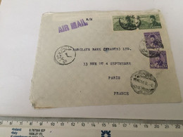 EGYPT - FRANCE - BARCALYS BANK PARIS -  FRONT COVER ONLY - 1950 - Oblitérés