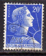 FRANCE FRANCIA 1955 1959 1957 MARIANNE MARIANNA ALLA NEF 20f USATO USED OBLITERE' - 1959-1960 Marianne (am Bug)