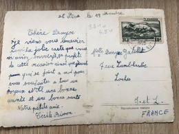Timbre 341 Seul Sur Carte Postale Amérique Saint-Pierre Et Miquelon 1955 Lettre/Document-☛CPSM La Leçon De Piano/Loches - Lettres & Documents