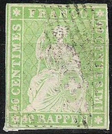 Schweiz Suisse 1855: II.Periode Ohne Faden Sans Fil 40 RAPPEN Grün Zu 26 C Mi 17IAyr Mit Rauten-Stempel (Zu CHF 140.00) - Gebraucht