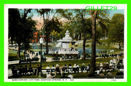 SARATOGA SPRINGS, NY - BAND CONCERT, CITY PARK - WELL ANIMATED WITH PEOPLES - C.T. AMERICAN ART COLORED - - Saratoga Springs