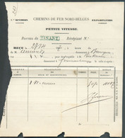 Lettre De Voiture Des Chemins De Fer Du Nord-Belge/Petite Vitesse Du 27 Avril 1870 + Griffe Encadrée Bleue De DINANT Ver - Nord Belge