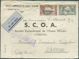 N°163-165 - 4P. + 6p. Obl. Sc BONTHE Sur Lettre Par Avion (Etiq.) Du 20 Novembre 1939 Vers Accra + Griffe Violette PASSE - Sierra Leone (...-1960)