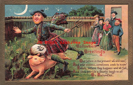 325269-Halloween, Gottschalk No 2171-1, Man Wearing Kilt Tripping Over Pig - Halloween