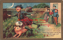 325271-Halloween, Gottschalk No 2171-1, Man Wearing Kilt Tripping Over Pig - Halloween