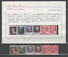 Cattaro - Occupazione Tedesca 1944 - Imperiale Soprastampata ** - Certificati Diena         (g7665) - Deutsche Bes.: Cattaro