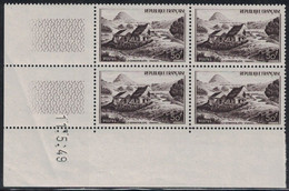 MONT GERBIER DES JONC - N°843-   BLOC DE 4 COIN DATE - 11-5-1949 - COTE 15€. - 1940-1949