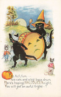 326099-Halloween, Whitney No WNY26-2, Black Cat With Drum Face And Dressed Mice - Halloween