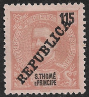 St. Thomas And Prince – 1913 King Carlos With Local Surcharged 115 Mint Stamp - St. Thomas & Prince