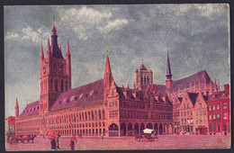 +++ CPA - IEPER - YPRES - Les Halles Et L'Hôtel De Ville - Aquarelle   // - Ieper