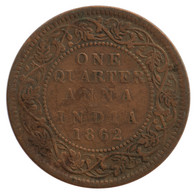 British India - UK - England - One Quarter Anna - 1862 - Victoria - VF #BO-F - Other & Unclassified