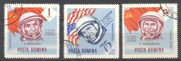 Rumania, 1964,Vostok,Yvert Tellier: 196,197,198, ,preobliterado, Con Goma - Otros & Sin Clasificación