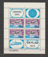 ROMANIA-Scott # 2528-Sheet Of 4 Stamps With Labels-"SKYLAB 1973". - Amérique Du Nord