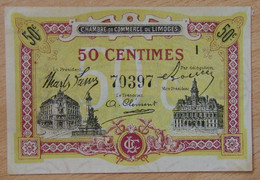 Limoges ( 87 - Haute Vienne ) 50 Centimes Chambre De Commerce Remb 1 Er Janvier 1923 Série I - Chambre De Commerce