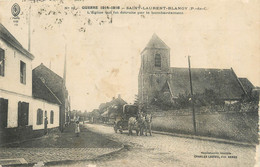 / CPA FRANCE 62 "Saint Laurent Blangy, L'église" / ATTELAGE - Saint Laurent Blangy