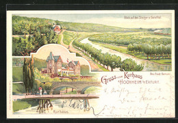 Lithographie Hochheim B. Erfurt, Blick Auf Den Steiger U. Gerathal, Totalansicht Vom Kurhaus - Gera