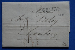 S19 SUISSE  BELLE LETTRE RARE 1825 GENEVE POUR CHAMBERY SARDE +Q. LUXE + AFFRANCH  PLAISANT - ...-1845 Préphilatélie