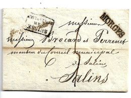 CH018  / SCHWEIZ - Morges 1825 Nach Salins, Frankreich. Mit Komplettem Text-Inhalt. - ...-1845 Prephilately