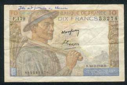 10f Mineur 10/3/49 - 10 F 1941-1949 ''Mineur''