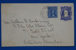 S21 CHILE BELLE LETTRE ASSEZ RARE 1906 SANTIAGO  A NEW YORK USA  +AFFRANCHISSEMENT  INTERESSANT - Chile