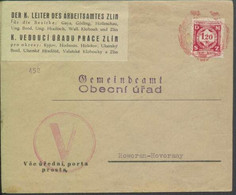 Böhmen Und Mähren Viktoria-Nebenstempel „V Im Kreis“ Dienstbrief Arbeitsamt Zlin, V-Tagesstempel - Covers & Documents