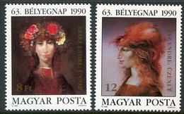 HUNGARY 1990 Stamp Day: Szasz Paintings MNH / **.  Michel 4107-08 - Nuevos