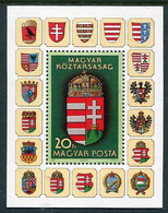 HUNGARY 1990 New State Arms Block MNH / **.  Michel Block 211 - Unused Stamps