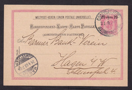 Austria - Levant: Stationery Postcard Constantinopel To Germany, 1903, Private Imprint Bank Of Saloniki (traces Of Use) - Eastern Austria