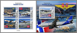 CENTRALAFRICA 2021 MNH Airplanes Flugzeuge Avions SAS Foundation M/S+S/S - OFFICIAL ISSUE - DHQ2120 - Flugzeuge
