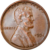 Monnaie, États-Unis, Lincoln Cent, Cent, 1951, U.S. Mint, Philadelphie, TTB+ - 1909-1958: Lincoln, Wheat Ears Reverse