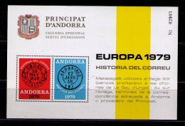 ANDORRA 1979 - HOJA RECUERDO HISTORIA DEL CORREO - Bischöfliche Viguerie